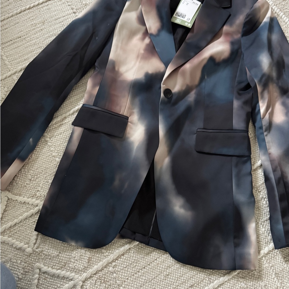 H&M XS CREAM & Blue Casual Blazer